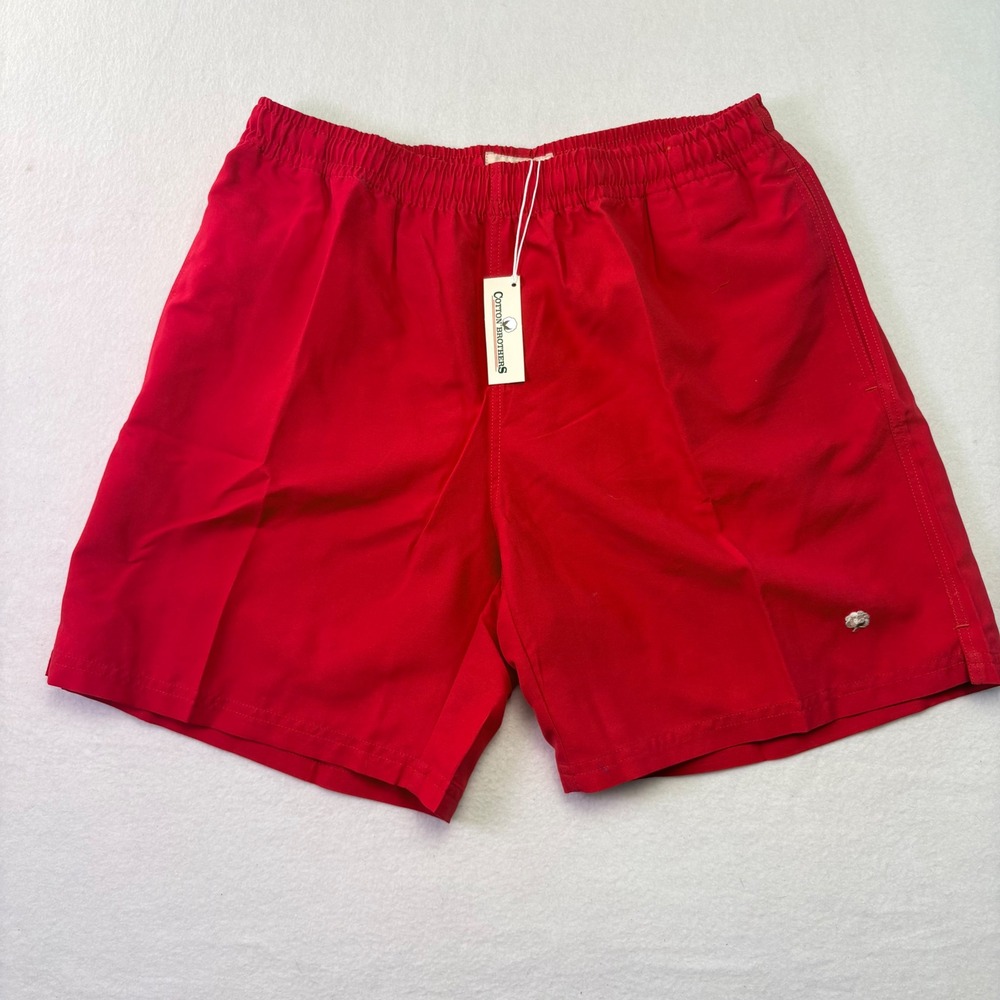 Cotton Brothers Swim Trunks Mens Medium Red New Mesh Lining 5in Inseam Solid